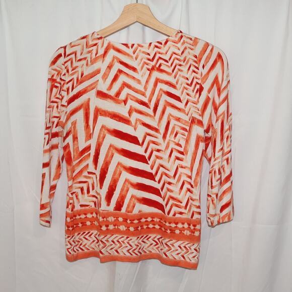Chicos Size ) Blouse Orange White Graphic - Picture 7 of 11